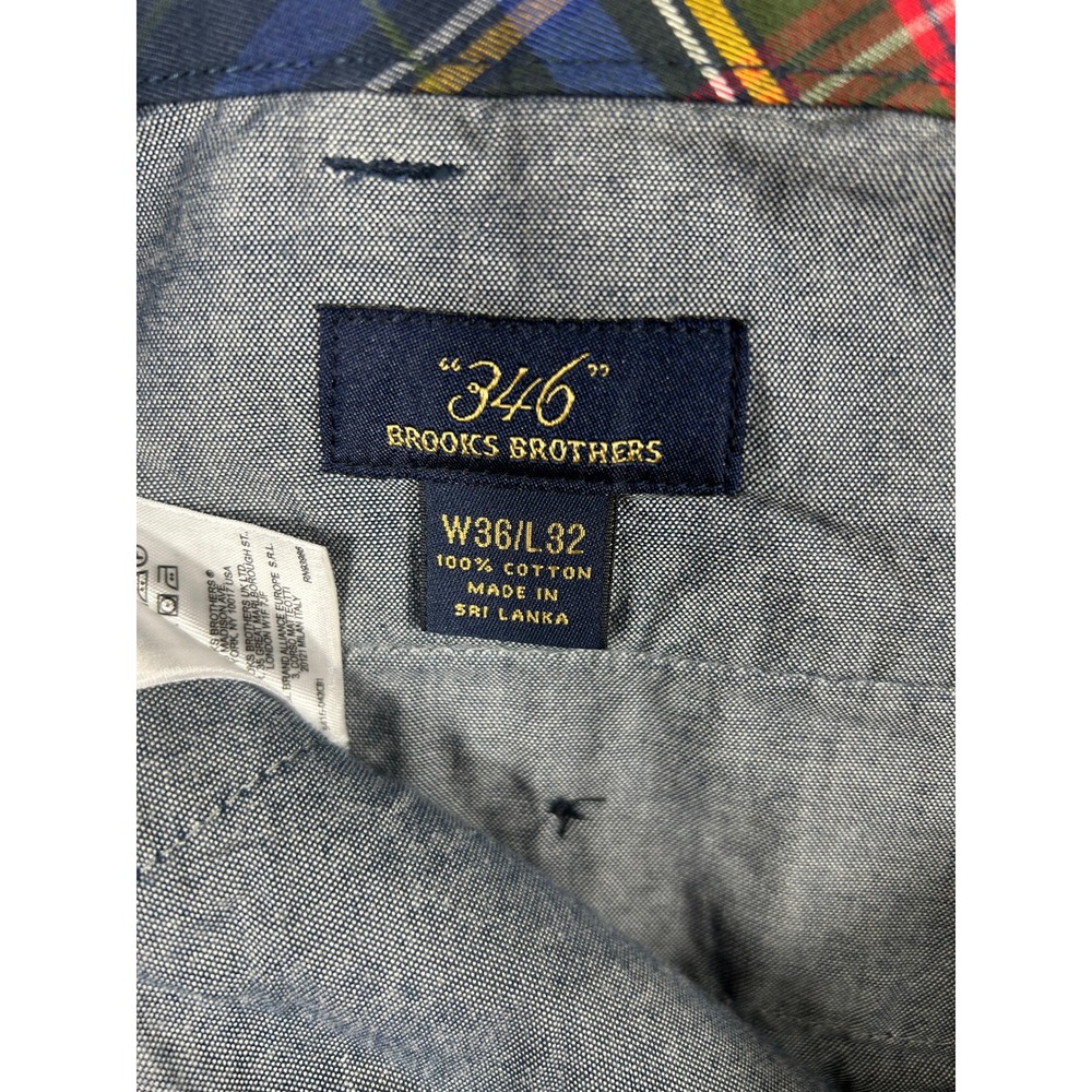 Brooks Brothers 346 Plaid Trousers Pants Men's 36x32 Golf Tartan Chino Patchwork - Picture 6 of 9